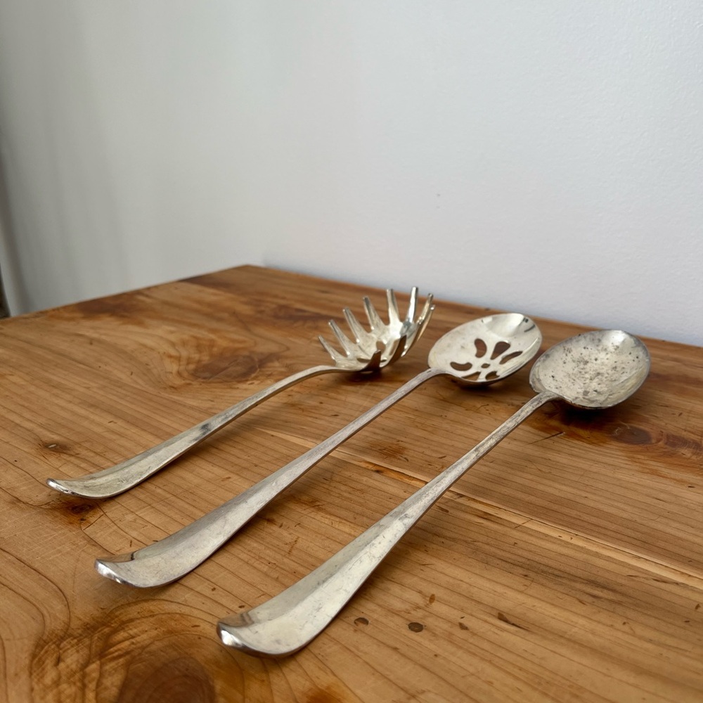 SOLD Vintage Silver-plated  Serving Spoon Set - Picture 3 of 8